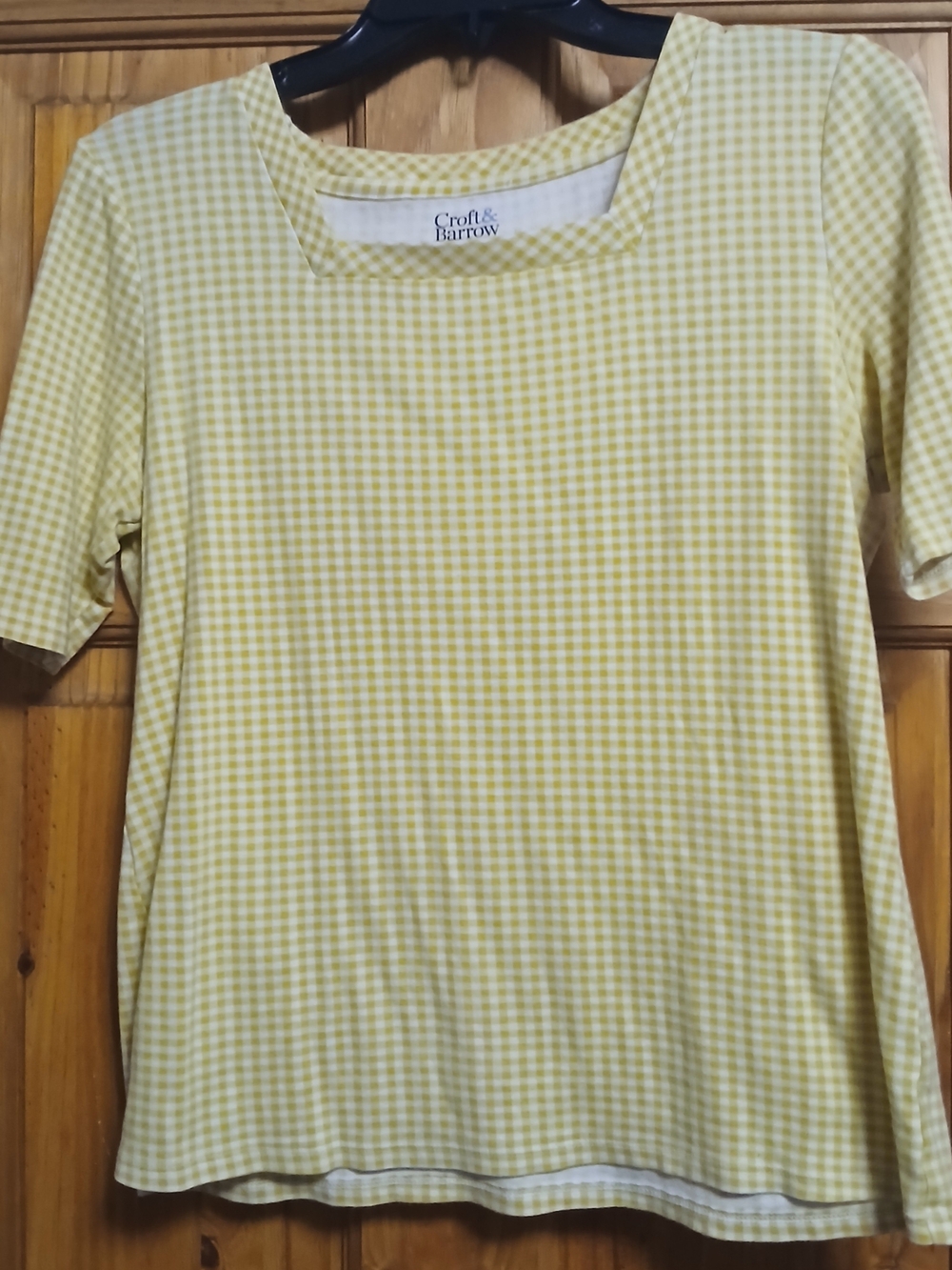 croft & barrow Yellow Gingham Short Sleeve Top